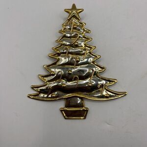 Large Christmas Tree, brooch or pendant in gold and silver tone.